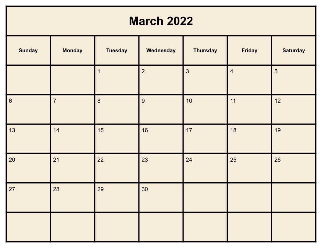 Professional March 2022 Calendar