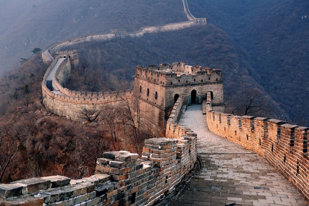 sunset at the great wall of china