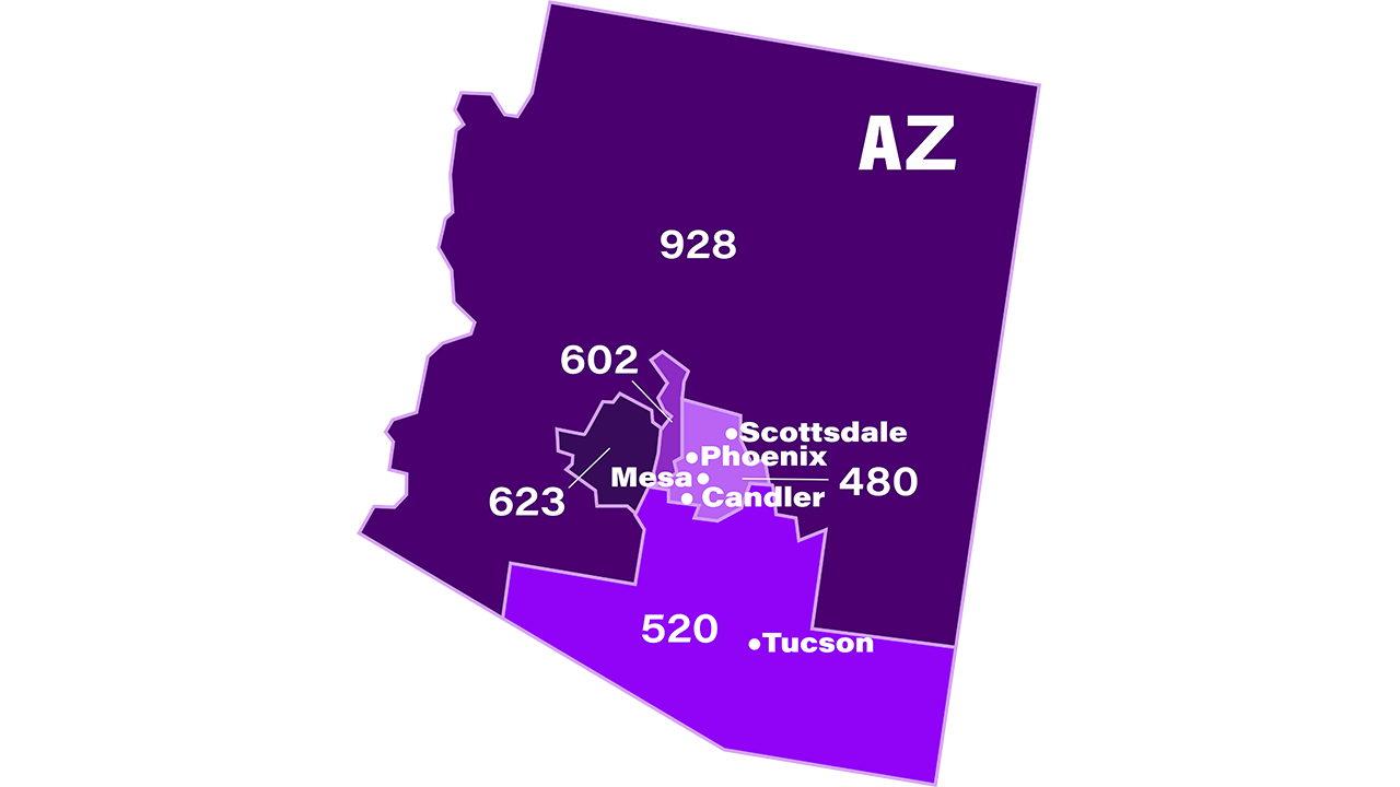 928 Area Code Map